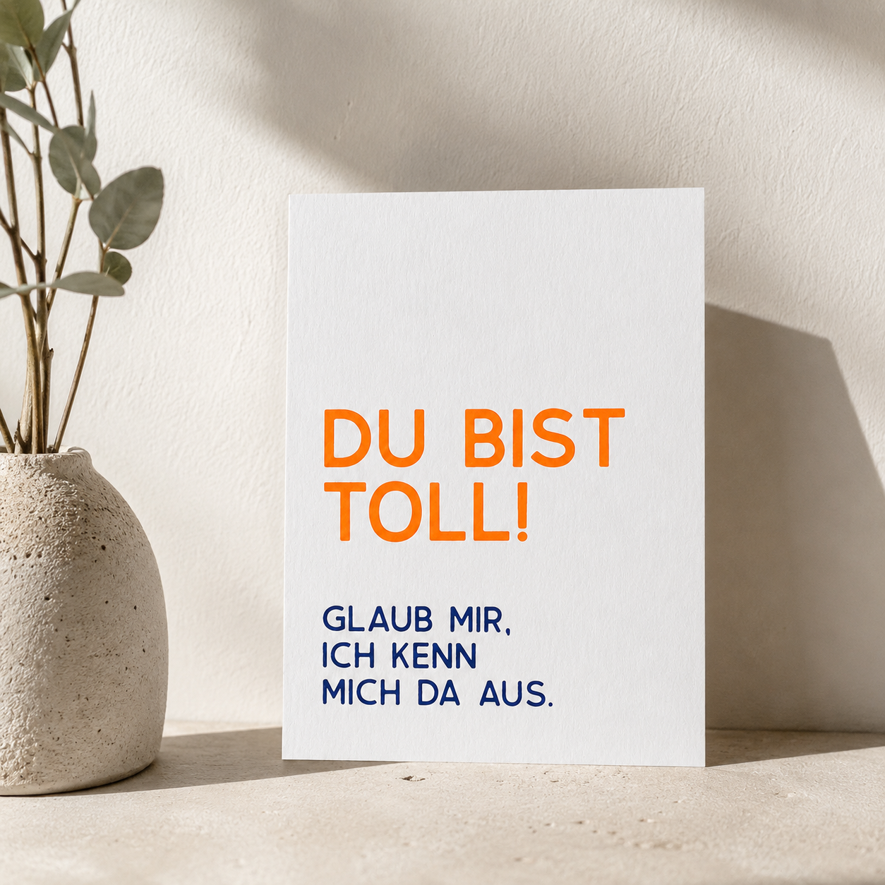 Postkarte Du bist toll! – Rückseite beschreibbar, Siebdruck auf mattem Karton – DIE SIEBEREI