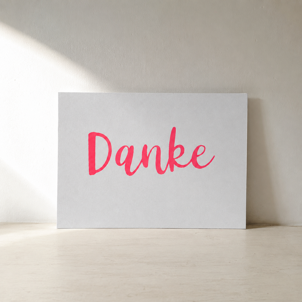 Postkarte Danke, Siebdruck auf mattem Karton, Rückseite beschreibbar – DIE SIEBEREI
