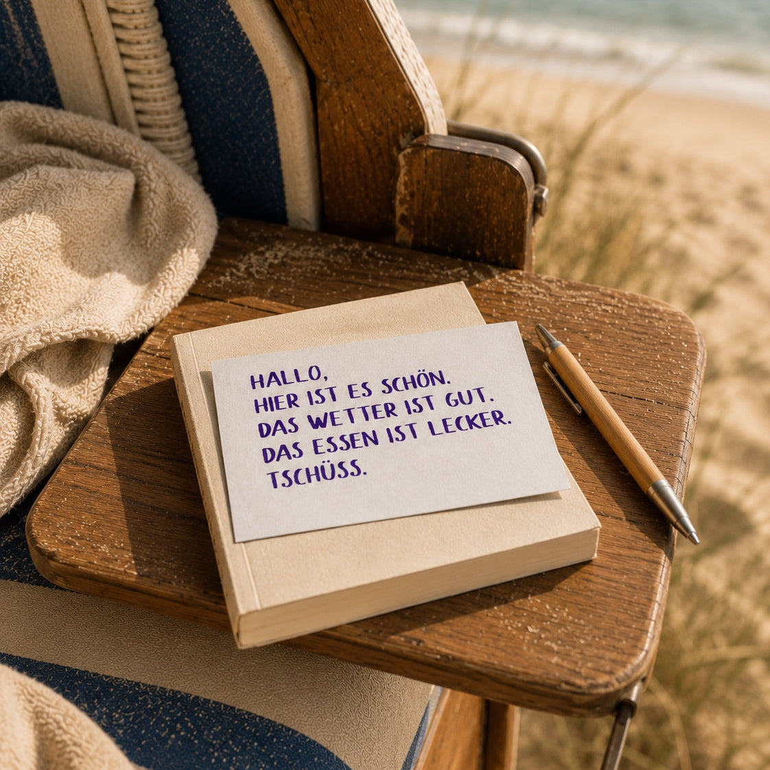 Postkarte Urlaubsgruß, Rückseite beschreibbar, handgedruckt im Siebdruck, DIE SIEBEREI
