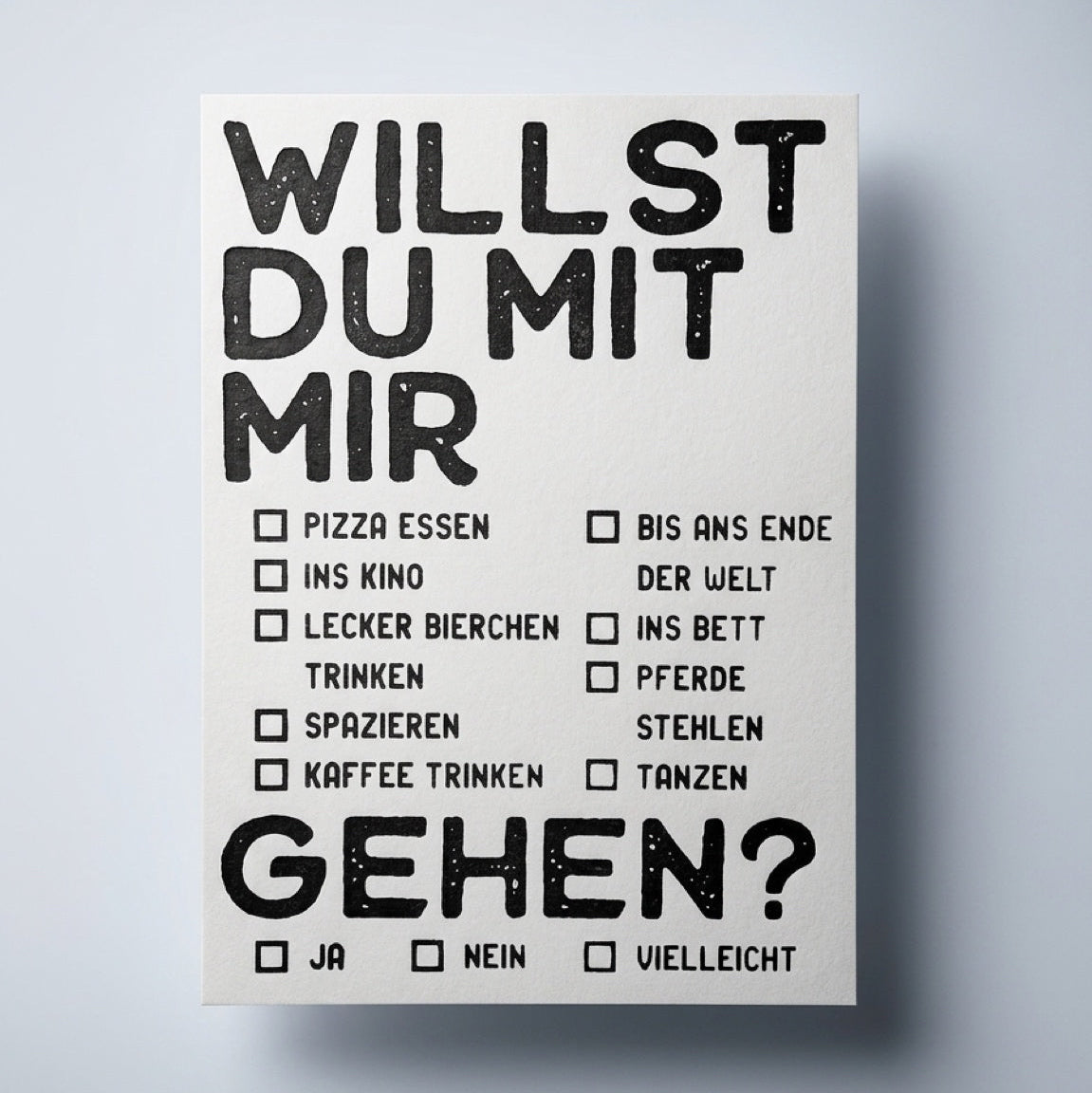 Karte "Willst du mit mir gehen"